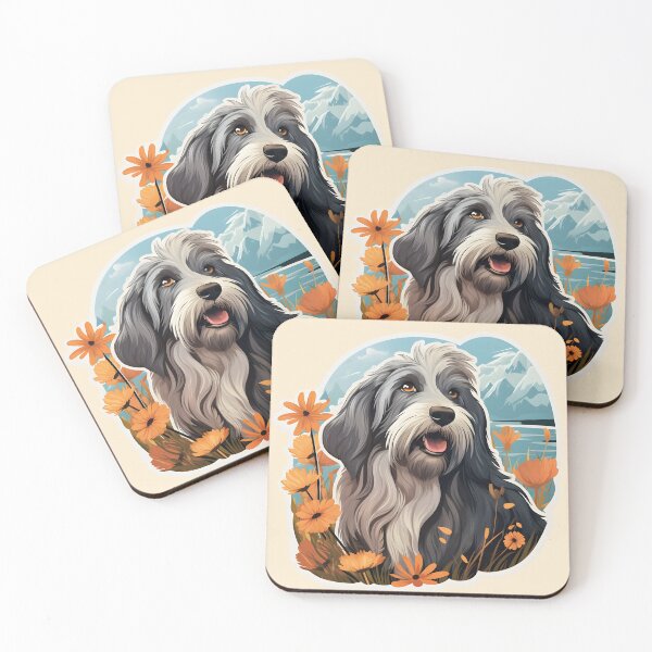 Item preview, Cute Bearded Collie with flowers. Dog Lovers Art.  designed and sold by Trendelicious.