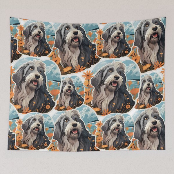 Item preview, Cute Bearded Collie with flowers. Dog Lovers Art.  designed and sold by Trendelicious.