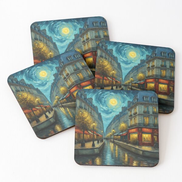 Item preview, Paris street in moonlight abstract art designed and sold by JackFreestone.