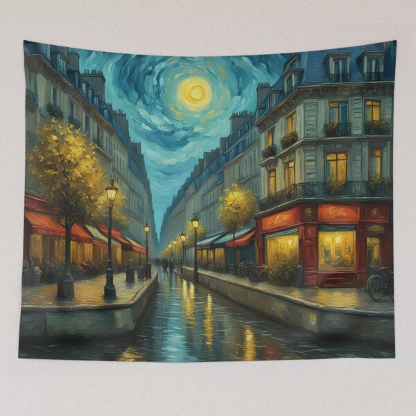 Item preview, Paris street in moonlight abstract art designed and sold by JackFreestone.