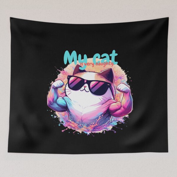 Item preview, Cat slave - The Muscular cat - My cat is very naughty - Cat meme designed and sold by mamacub.