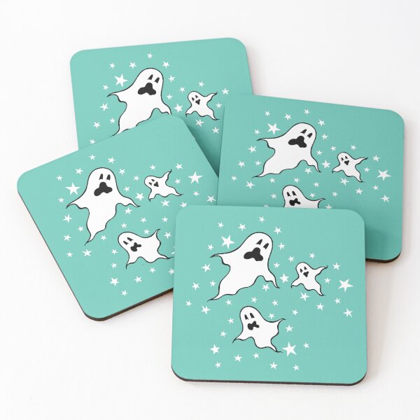 Item preview, Halloween Ghosts + Stars - Green Background designed and sold by Helen McCartney Designs.