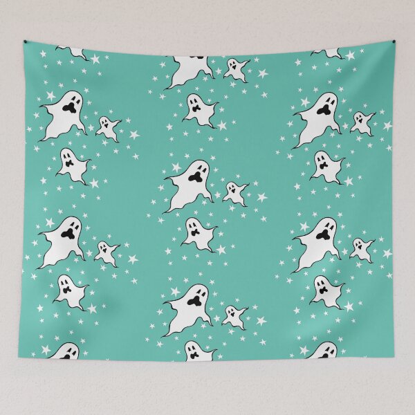 Item preview, Halloween Ghosts + Stars - Green Background designed and sold by Helen McCartney Designs.