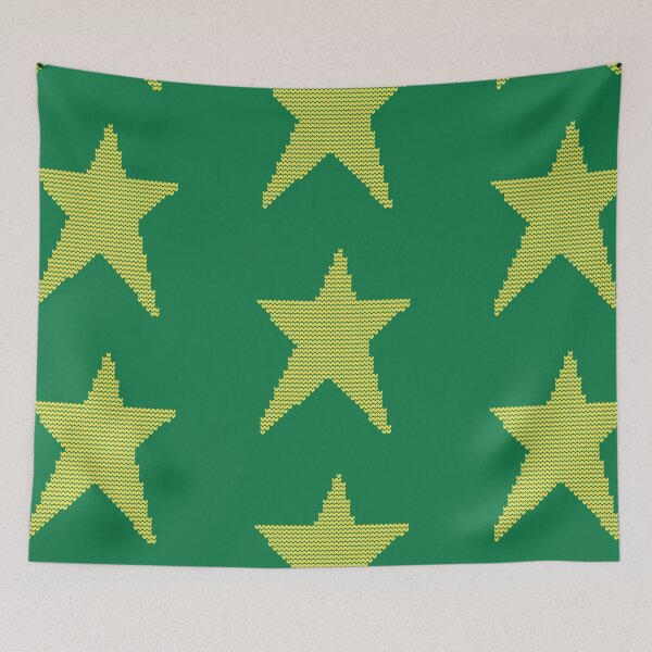 Item preview, Yellow Christmas Star on Green Knitted Sweater Style designed and sold by ellenhenry.