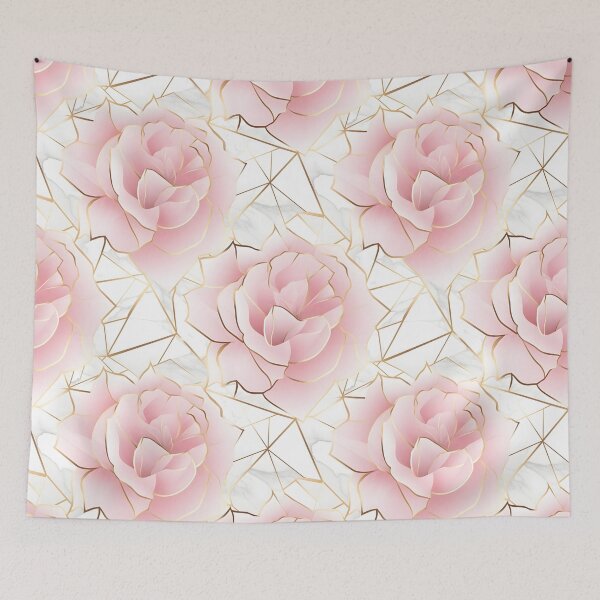 Item preview, Patrón sin costuras rosa cuarzo rosa con línea dorada designed and sold by aiartbay.