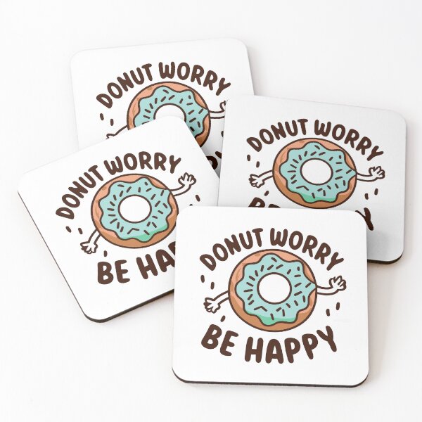 Item preview, Blue Sprinkled Doughnut saying “Donut Worry, Be Happy! designed and sold by thespecialtyhub.