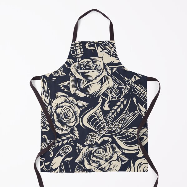 Item preview, Monochrome nostalgic floral tattoo design designed and sold by TheRightHonMP.