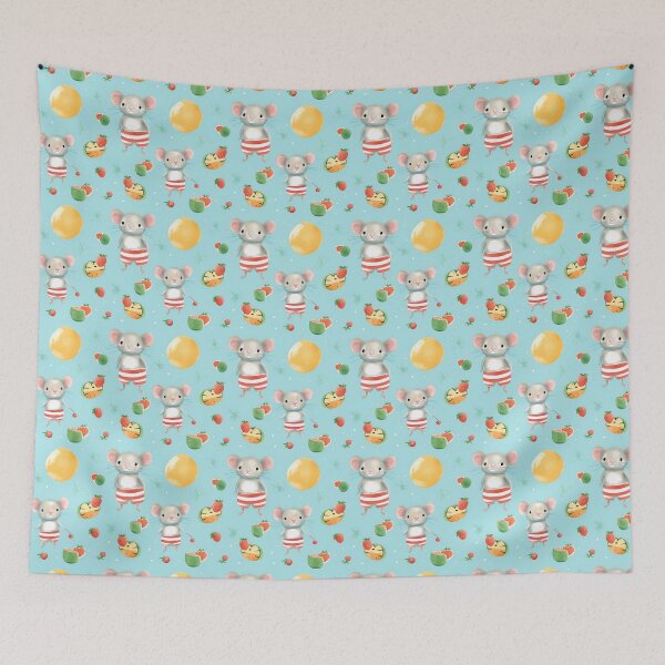 Item preview, Summer Whisker Haven: Cheerful Watercolor Patterns with Cute Mice in the Sun designed and sold by qoodesignstudio.