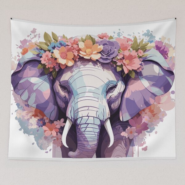 Item preview, Elephant with Flower Crown designed and sold by Silke Kapfer.