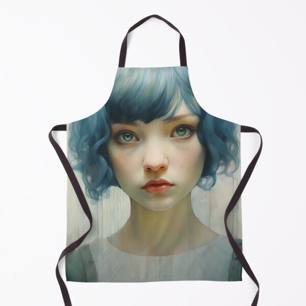 Item preview, Azure Essence: Pastel Portrait of a Young Female with Short Blue Hair designed and sold by BrioDesign.