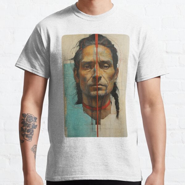 Native American Indian Iconic Chief Graphic Design Men's Grey T-Shirt 