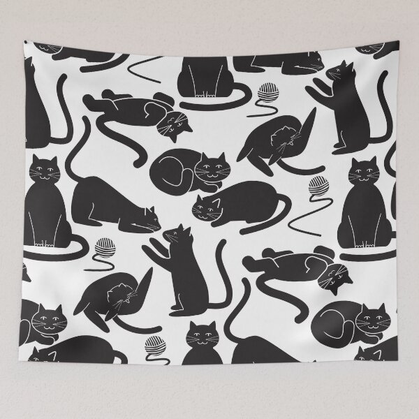 Item preview, Black cats pattern designed and sold by FrensDesign.
