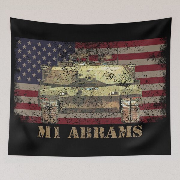 Item preview, M1 Abrams Tank Vintage Worn Effect USA American Flag designed and sold by MilitaryMart.