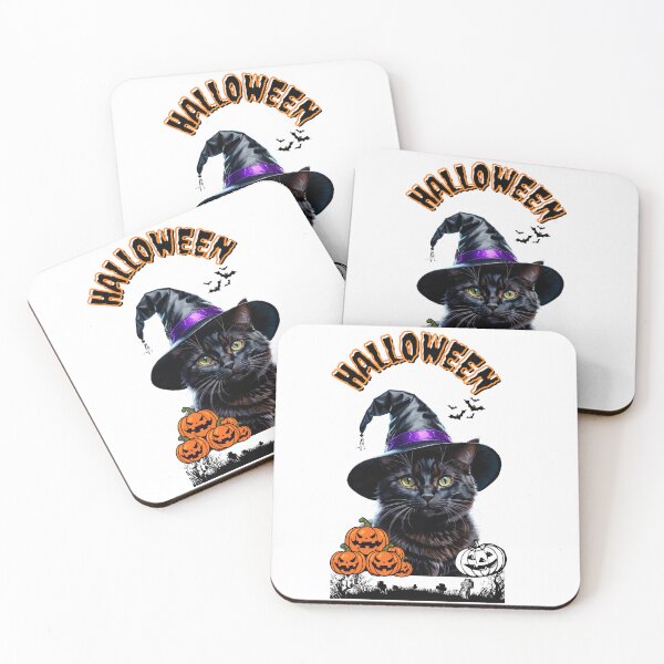 Item preview, Black Cat, Bats and Pumpkin Scene Halloween T-Shirt_ Orange & white style with curved letters designed and sold by DeJuin.