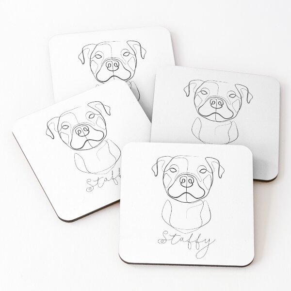 Item preview, Line Art Staffy (Ask for your dog's name) designed and sold by StickeryPickery.