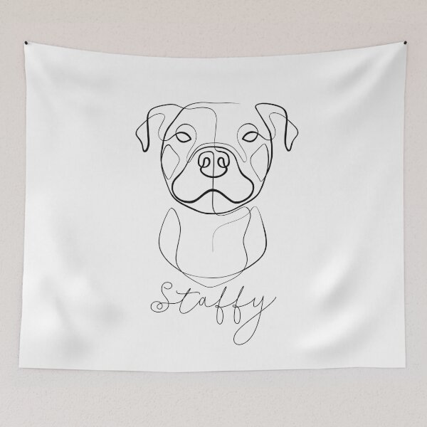 Item preview, Line Art Staffy (Ask for your dog's name) designed and sold by StickeryPickery.