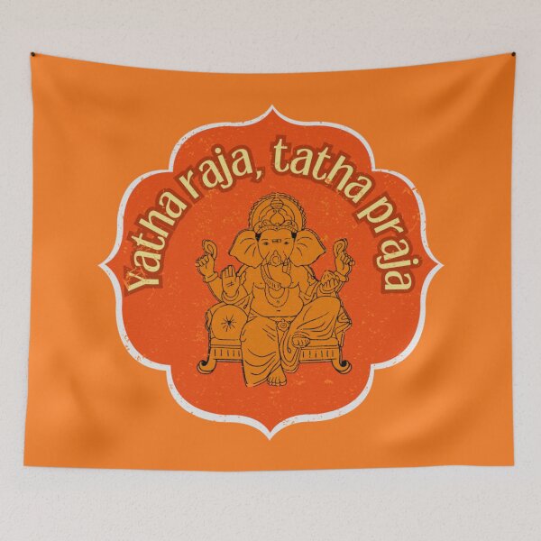 Item preview, Yatha raja, tatha praja, old Hindu Sanskrit text with the symbol of a Hindu deity designed and sold by SplashTastic.