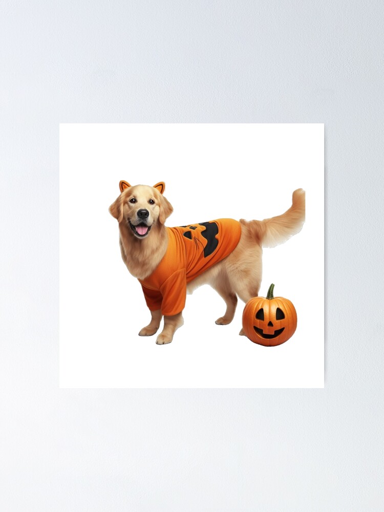 Golden Retriever Dressed Like an Orange Pumpkin Cat with Halloween Jack O Lantern Cute Dog" Poster for Sale by ElegantTeaTime | Redbubble Golden Retriever Dressed Like an Orange Pumpkin Cat with Halloween Jack O Lantern Cute Dog" Poster for Sale by ElegantTeaTime | Redbubble