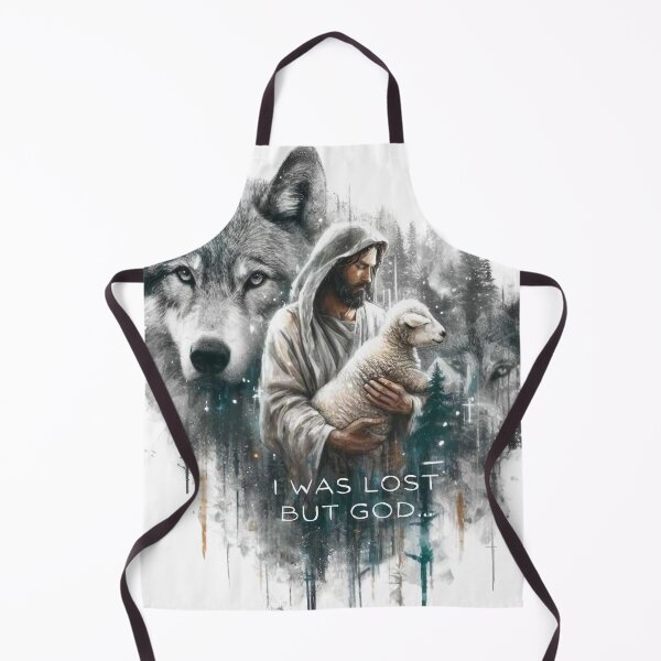 Item preview, I Was Lost, But God. Jesus With A Sheep Art, Wolf Background designed and sold by Faithloveshop.