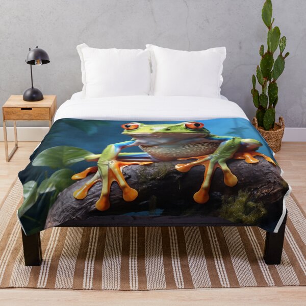Item preview, green frog with red eyes sitting in a tree. designed and sold by Dream-Way.