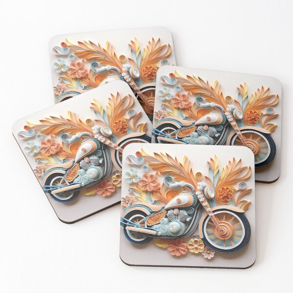 Item preview, Decorative Paper Quilling motorcycle pastel print designed and sold by dcrc.