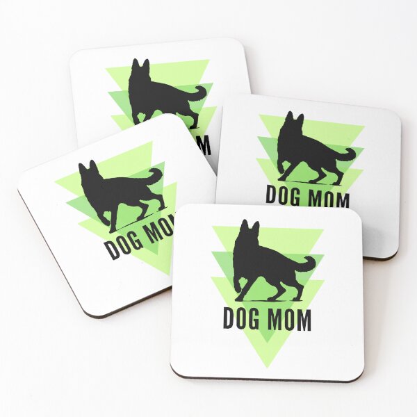 Item preview, Dog Mom Silouette on Green Triangles Design designed and sold by CarefulCreation.