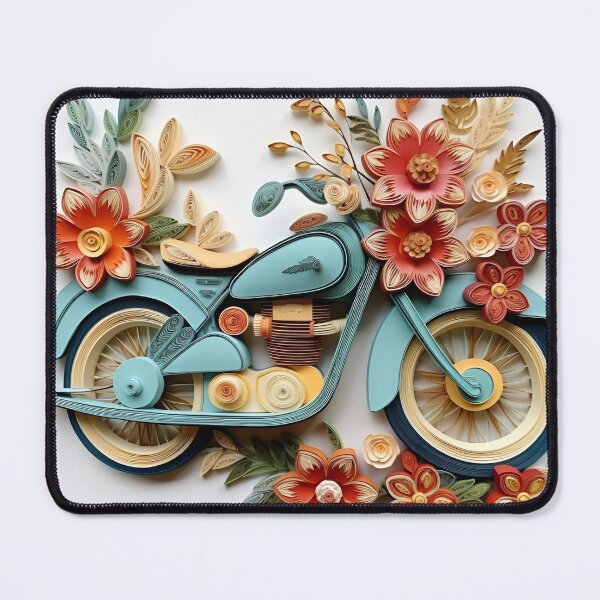 Item preview, decorative paper quilling motorcycle pastel print designed and sold by dcrc.