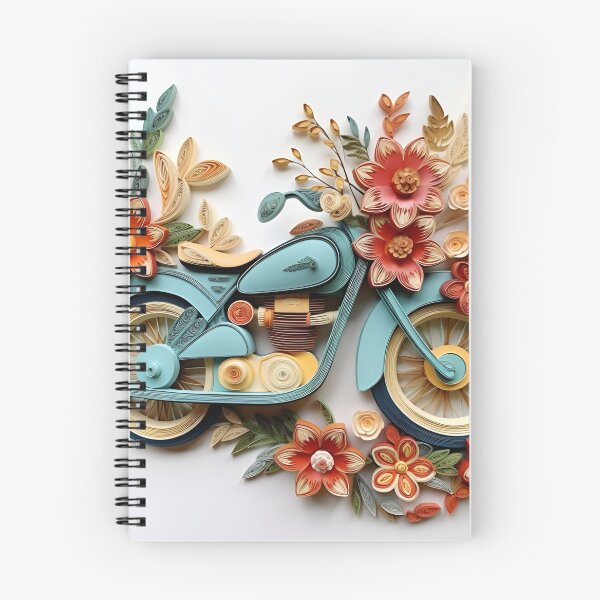 Item preview, decorative paper quilling motorcycle pastel print designed and sold by dcrc.