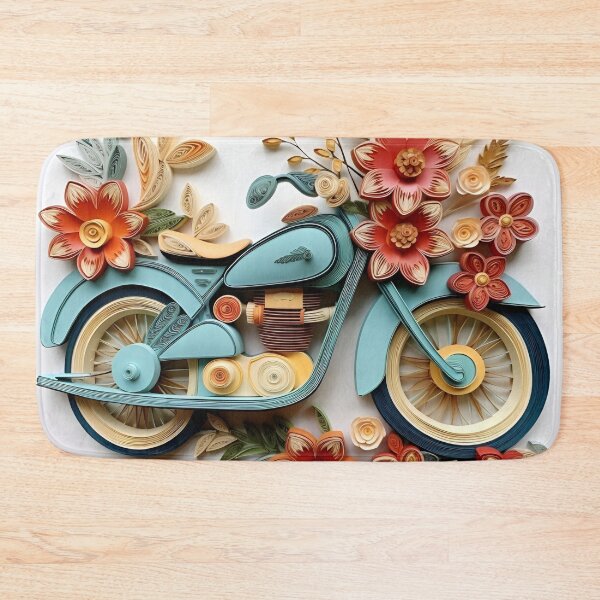 Item preview, decorative paper quilling motorcycle pastel print designed and sold by dcrc.