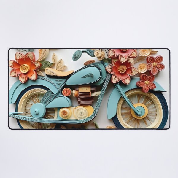 Item preview, decorative paper quilling motorcycle pastel print designed and sold by dcrc.