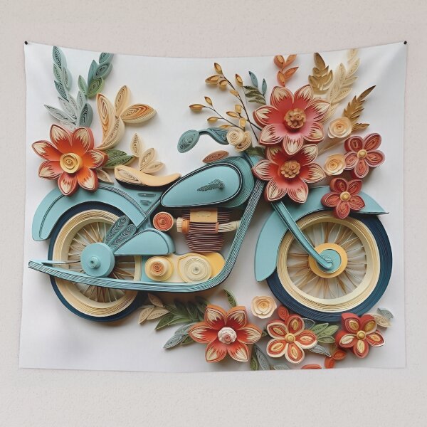 Item preview, decorative paper quilling motorcycle pastel print designed and sold by dcrc.