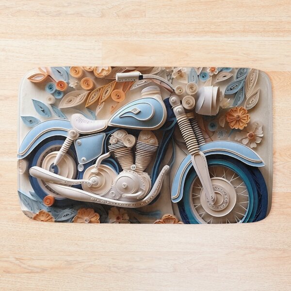 Item preview, decorative paper quilling motorcycle pastel print designed and sold by dcrc.