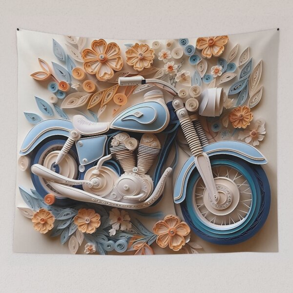 Item preview, decorative paper quilling motorcycle pastel print designed and sold by dcrc.