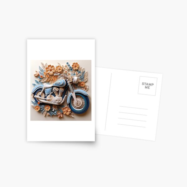 Item preview, decorative paper quilling motorcycle pastel print designed and sold by dcrc.