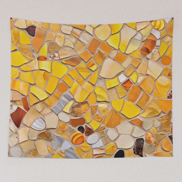 Item preview, Yellow Barselona trencadis mosaic art | Barselona colorful mosaic | Gaudi trencadis mosaic | Gaudi style | Barcelona Park Guell art designed and sold by LolioGifts.
