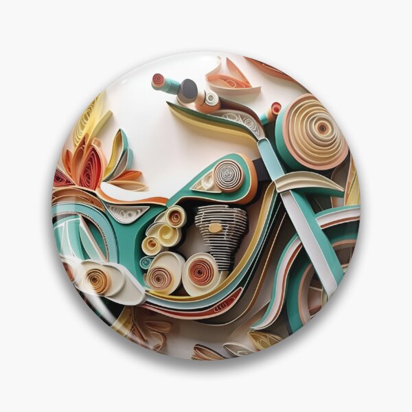 Item preview, decorative paper quilling motorcycle pastel print designed and sold by dcrc.