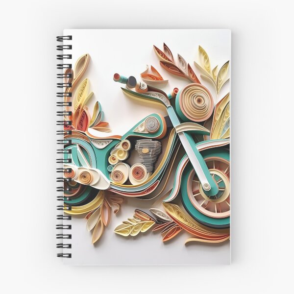 Item preview, decorative paper quilling motorcycle pastel print designed and sold by dcrc.