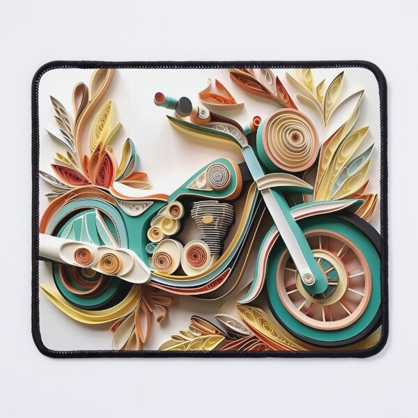 Item preview, decorative paper quilling motorcycle pastel print designed and sold by dcrc.