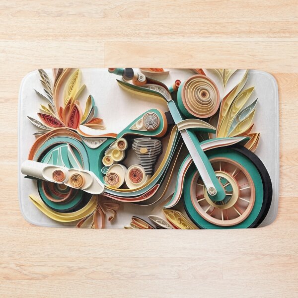 Item preview, decorative paper quilling motorcycle pastel print designed and sold by dcrc.