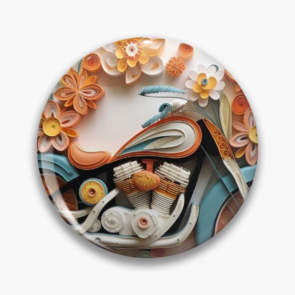 Item preview, decorative paper quilling motorcycle pastel print designed and sold by dcrc.