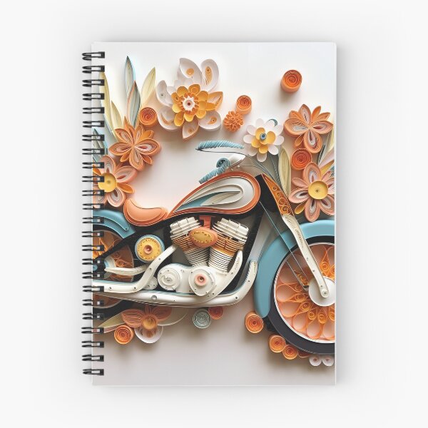 Item preview, decorative paper quilling motorcycle pastel print designed and sold by dcrc.