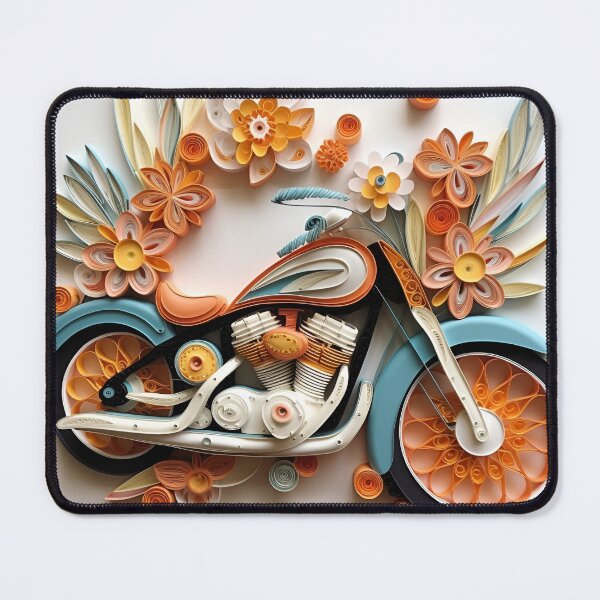 Item preview, decorative paper quilling motorcycle pastel print designed and sold by dcrc.