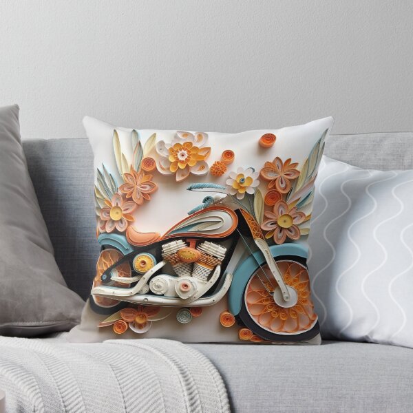 Item preview, decorative paper quilling motorcycle pastel print designed and sold by dcrc.