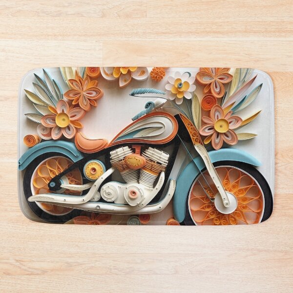 Item preview, decorative paper quilling motorcycle pastel print designed and sold by dcrc.