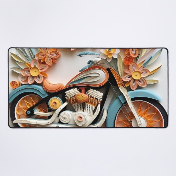 Item preview, decorative paper quilling motorcycle pastel print designed and sold by dcrc.