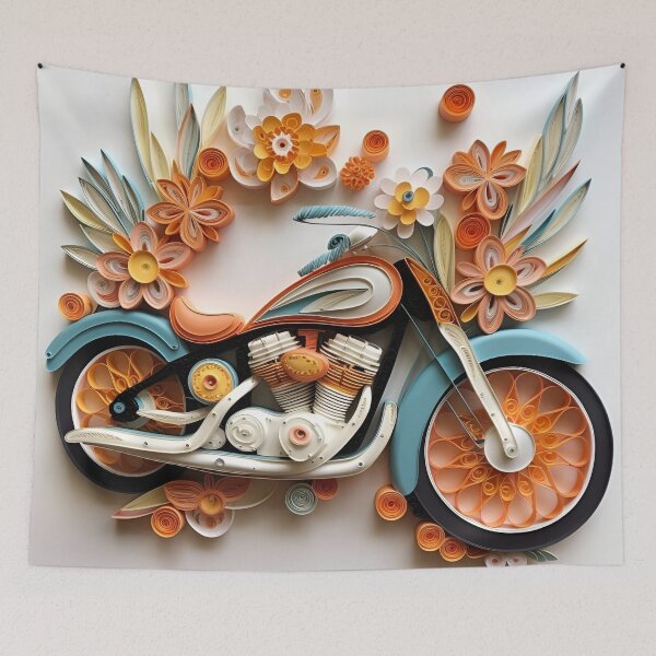 Item preview, decorative paper quilling motorcycle pastel print designed and sold by dcrc.