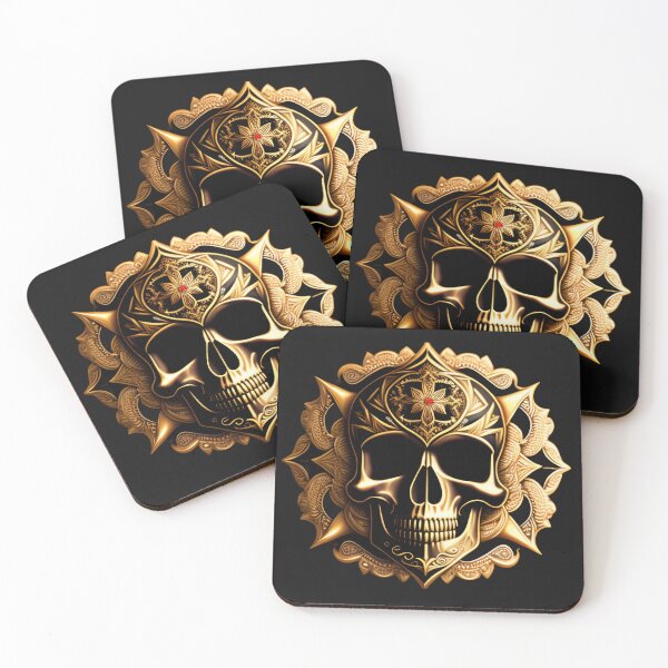 Item preview, Golden skull in circled spikey ornament designed and sold by TheRightHonMP.