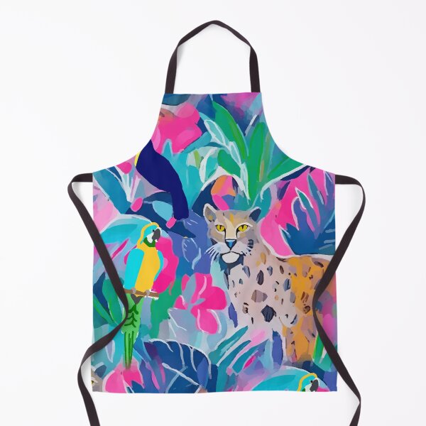 Item preview, Cheetah, toucan and macaw parrot in colourful preppy jungle designed and sold by SophieClimaArt.