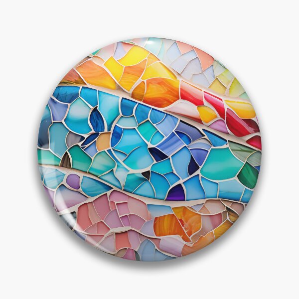 Item preview, Colorful Barcelona trencadis mosaic art Barcelona colorful mosaic Gaudi trencadis mosaic Antoni Gaudi style Barcelona Park Guell mosaic designed and sold by LolioGifts.