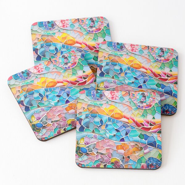 Item preview, Colorful Barcelona trencadis mosaic art Barcelona colorful mosaic Gaudi trencadis mosaic Antoni Gaudi style Barcelona Park Guell mosaic designed and sold by LolioGifts.